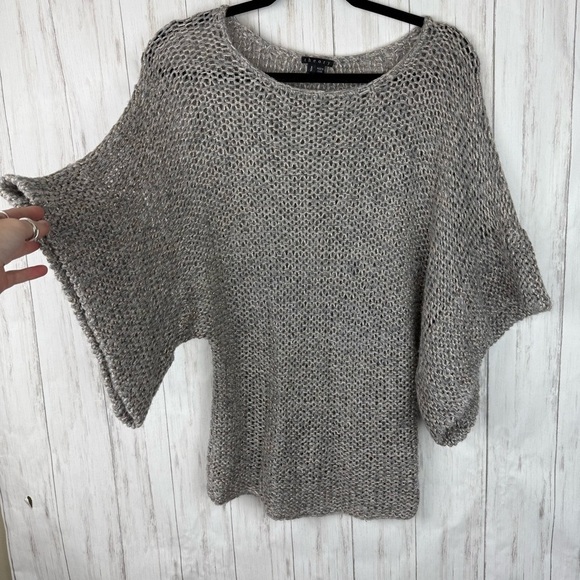 Theory gray taupe sparkle knit sweater Doleman sleeves Small - Picture 1 of 6